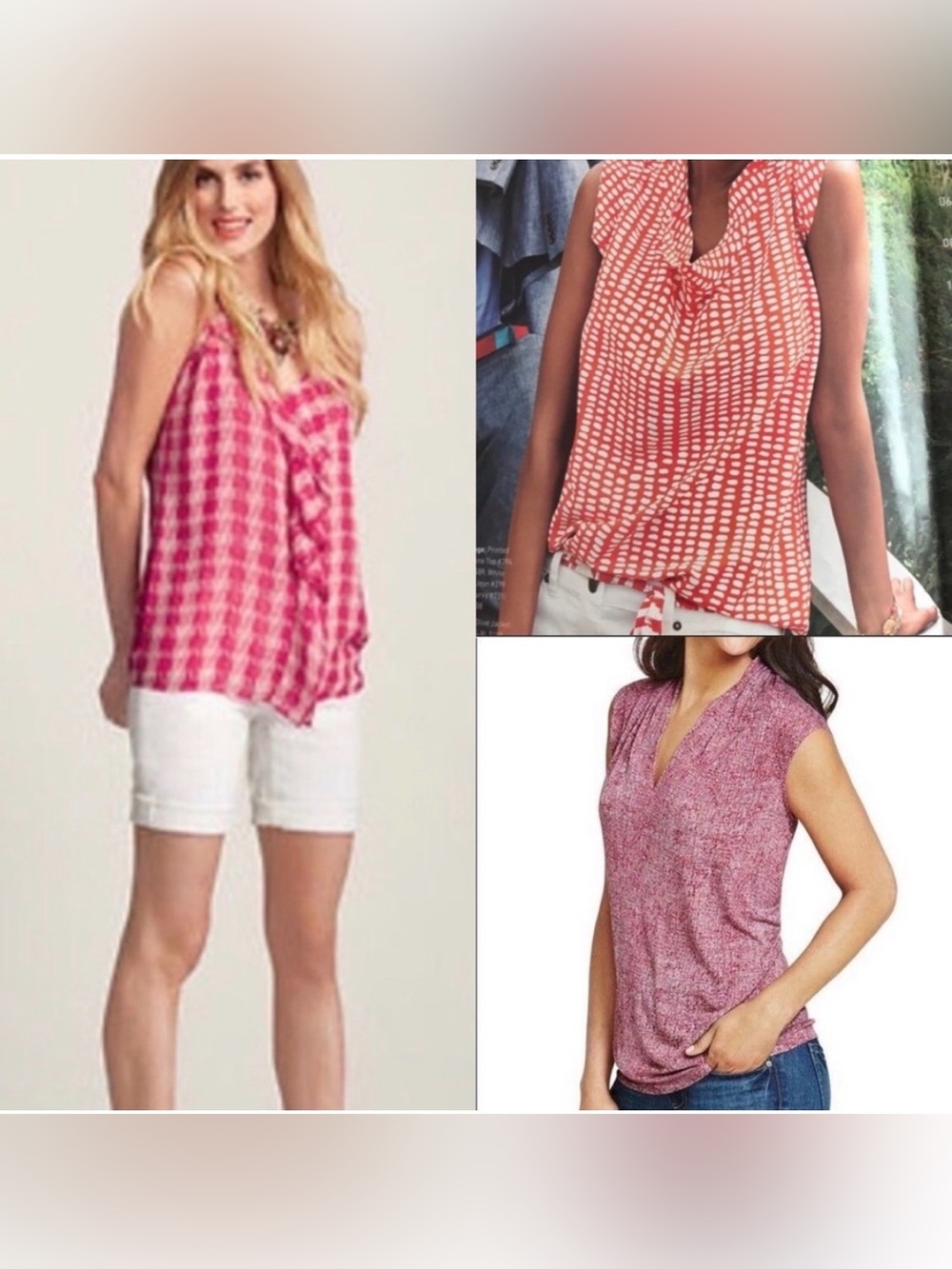 Bundle of 3 CAbi Sleeveless Pink Print Tops Shirts Size XS